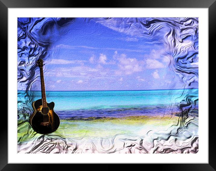 Guitar on the Beach Framed Mounted Print by Dave Harnetty