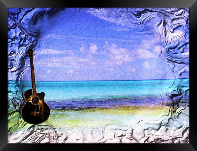 Guitar on the Beach Framed Print by Dave Harnetty