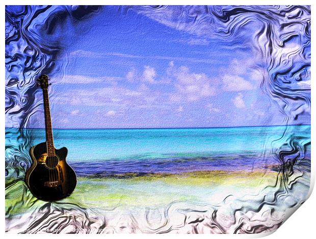 Guitar on the Beach Print by Dave Harnetty