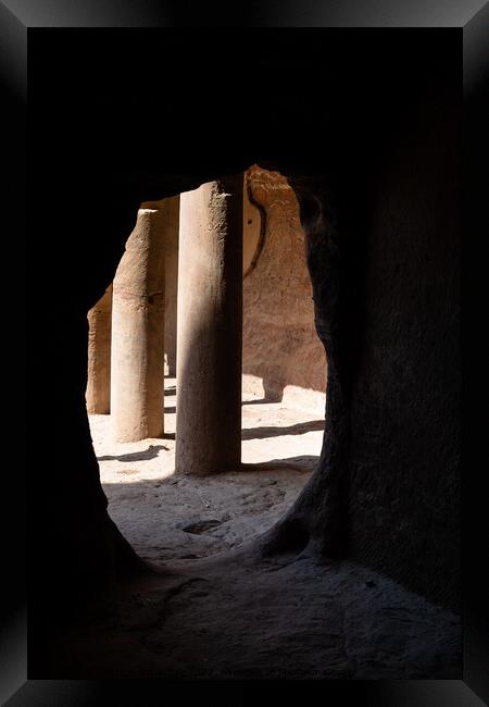 Urn Tomb Colonnade Detail in Petra, Jordan Framed Print by Dietmar Rauscher