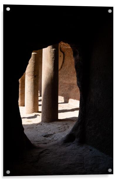 Urn Tomb Colonnade Detail in Petra, Jordan Acrylic by Dietmar Rauscher
