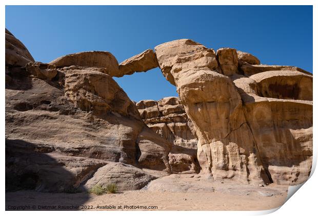 Um Frouth Rock Arch in Wadi Rum Print by Dietmar Rauscher