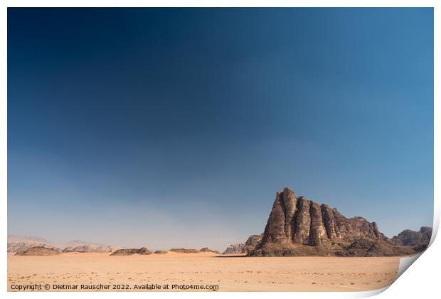 Seven Pillars of Wisdom Mountain in Wadi Rum, Jordan Print by Dietmar Rauscher
