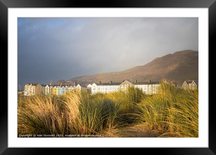 Barmouth in dunes Framed Mounted Print by Alan Dunnett
