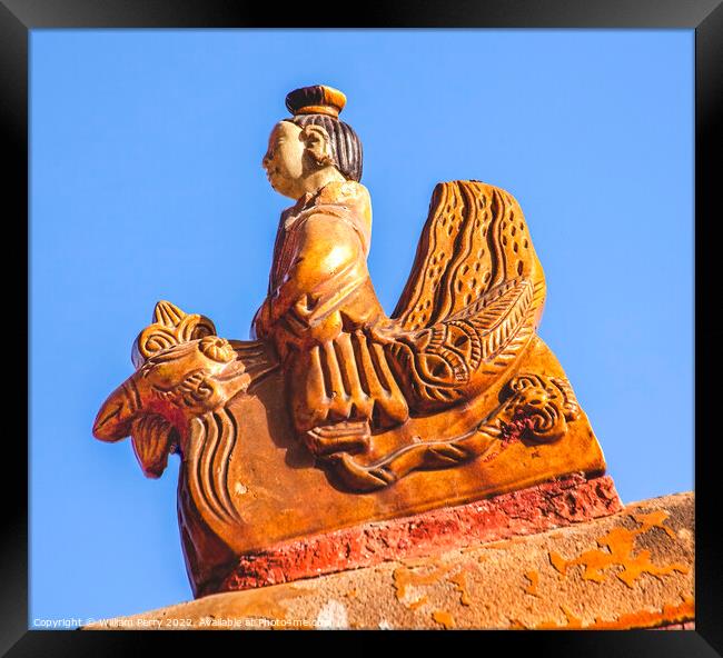 Roof Figurine Yellow Roof Forbidden City Palace Beijing China Framed Print by William Perry