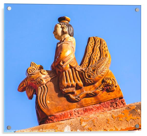 Roof Figurine Yellow Roof Forbidden City Palace Beijing China Acrylic by William Perry