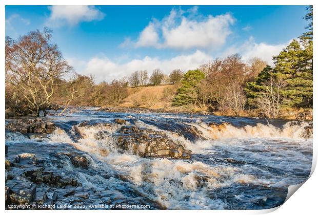 River Tees at Low Force Waterfall on Xmas Eve 2022 Print by Richard Laidler