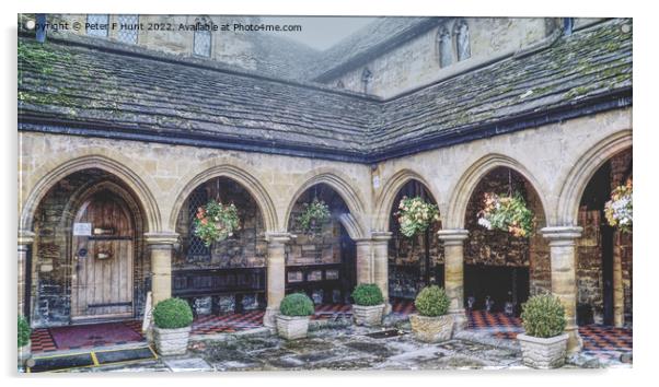 The Cloisters St Johns Almshouse Sherborne Dorset Acrylic by Peter F Hunt