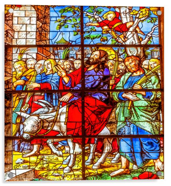 Palm Sunday Jesus Stained Glass Seville Cathedral Spain Acrylic by William Perry