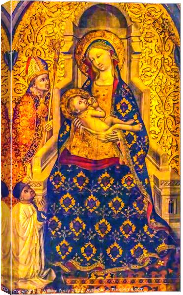 Virgin of the Remedies Painting Seville Cathedral Spain Canvas Print by William Perry