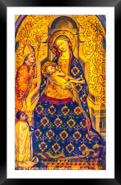 Virgin of the Remedies Painting Seville Cathedral Spain Framed Mounted Print by William Perry