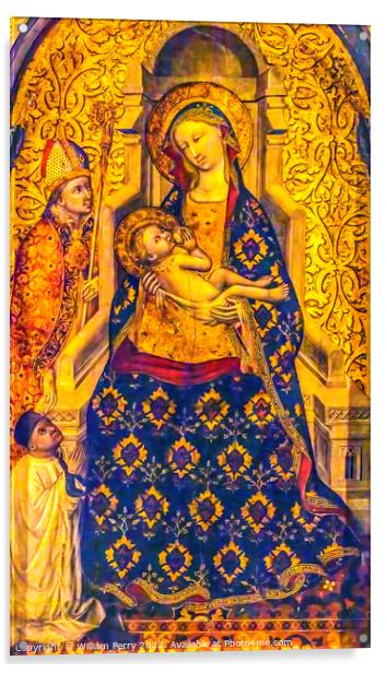 Virgin of the Remedies Painting Seville Cathedral Spain Acrylic by William Perry