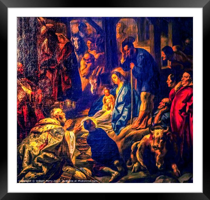 Adoration Magi Nativity Virgin Mary Painting Seville Cathedral S Framed Mounted Print by William Perry