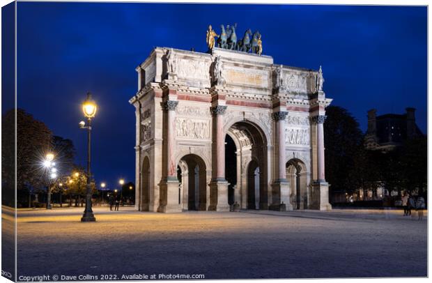 The Arc de Triomphe du Carrousel located in the Place du Carrousel, Paris, France Canvas Print by Dave Collins