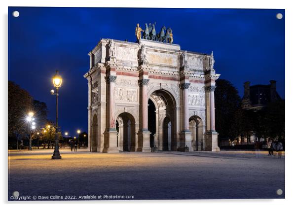 The Arc de Triomphe du Carrousel located in the Place du Carrousel, Paris, France Acrylic by Dave Collins