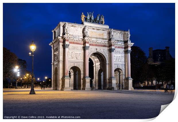 The Arc de Triomphe du Carrousel located in the Place du Carrousel, Paris, France Print by Dave Collins