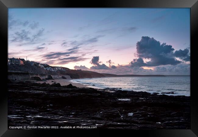 Beautiful Cornish Sunrise, Porthleven Bay Framed Print by Gordon Maclaren