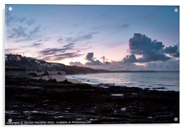 Beautiful Cornish Sunrise, Porthleven Bay Acrylic by Gordon Maclaren