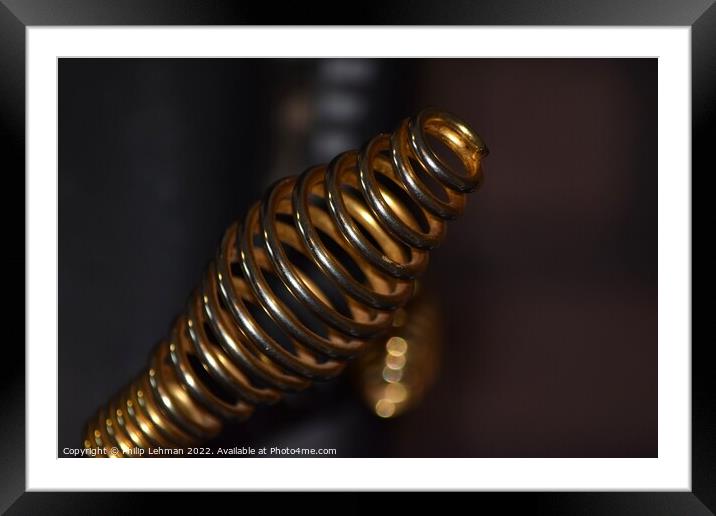 Golden Coil Woodstove Handle A Framed Mounted Print by Philip Lehman