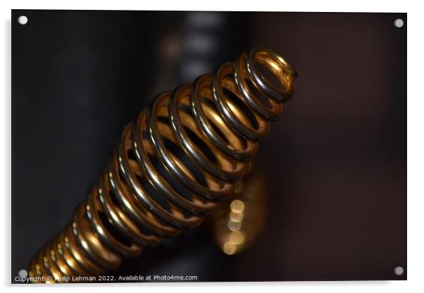 Golden Coil Woodstove Handle A Acrylic by Philip Lehman