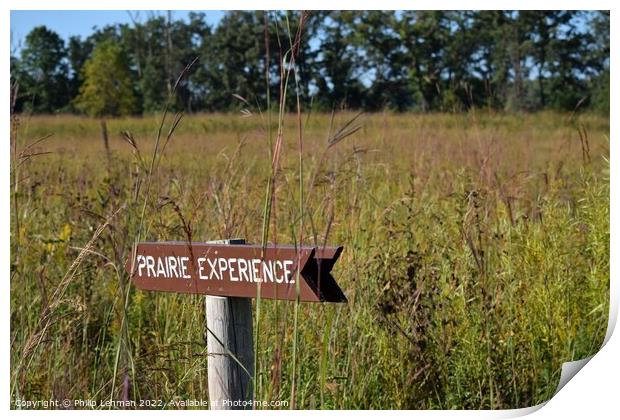 Sign, Prairie Experience (3A) Print by Philip Lehman