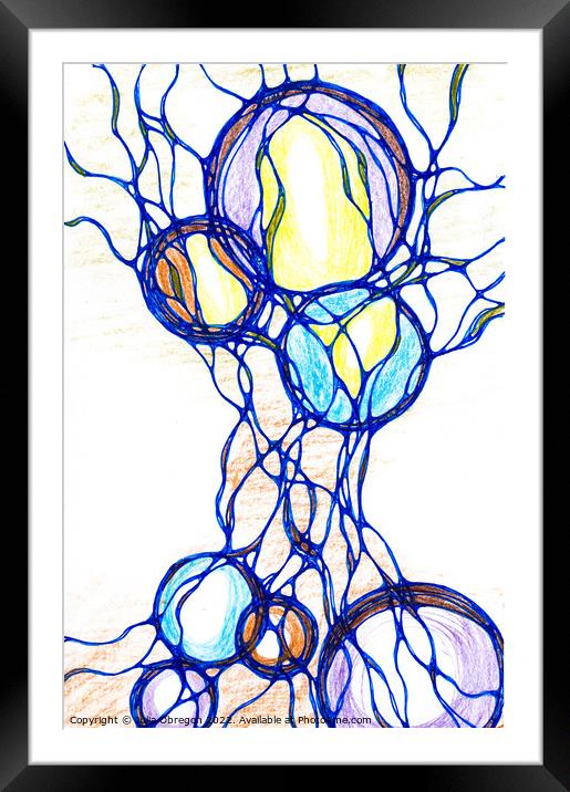 Hand-drawn neurographic illustration. Framed Mounted Print by Julia Obregon