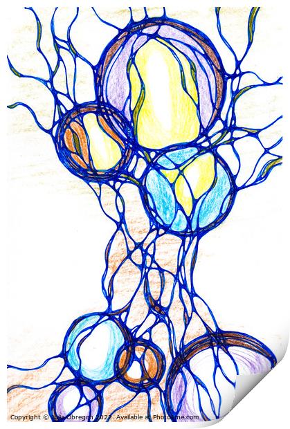 Hand-drawn neurographic illustration. Print by Julia Obregon