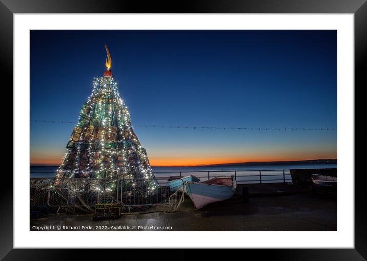 Daybreak in Filey at Christmas Framed Mounted Print by Richard Perks