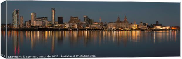 "Lights On" The Iconic Liverpool Waterfront Canvas Print by raymond mcbride