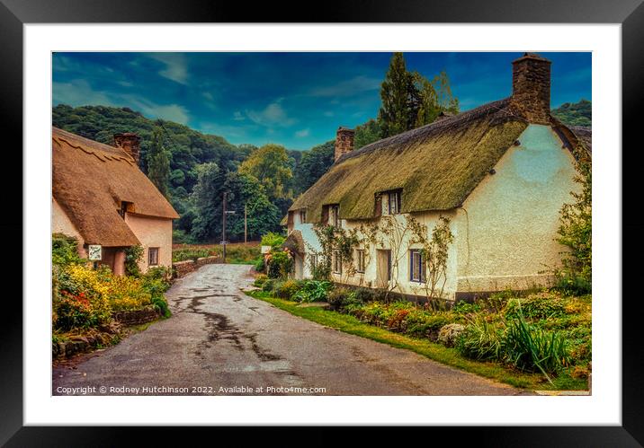 Idyllic Thatched Cottages in Dunster Framed Mounted Print by Rodney Hutchinson