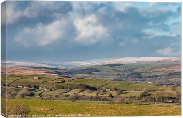 Towards Harwood and Ettersgill from Bail Hill in Winter Canvas Print by Richard Laidler