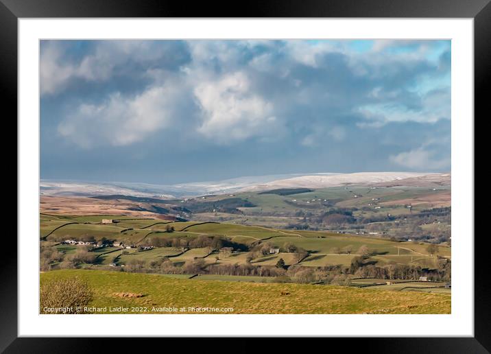 Towards Harwood and Ettersgill from Bail Hill in Winter Framed Mounted Print by Richard Laidler