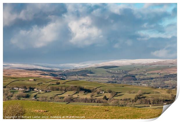 Towards Harwood and Ettersgill from Bail Hill in Winter Print by Richard Laidler