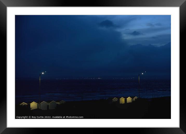 Beach Huts at Night Framed Mounted Print by Roy Curtis