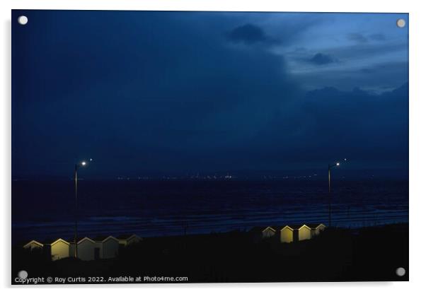 Beach Huts at Night Acrylic by Roy Curtis