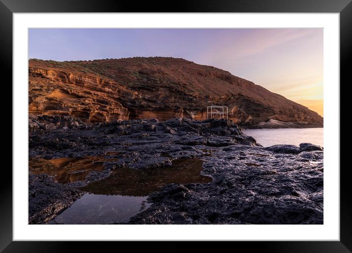 Rockpool and Amarilla mountain, Tenerife Framed Mounted Print by Phil Crean