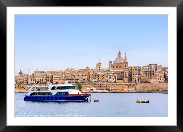 Valletta across the Harbour, Malta Framed Mounted Print by Kasia Design