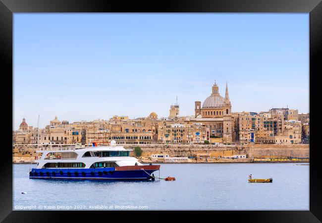 Valletta across the Harbour, Malta Framed Print by Kasia Design