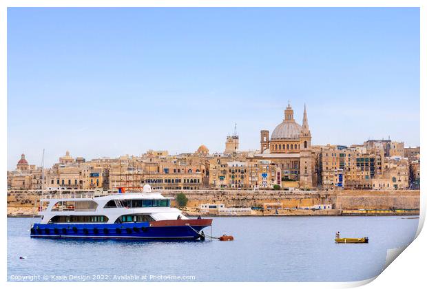 Valletta across the Harbour, Malta Print by Kasia Design