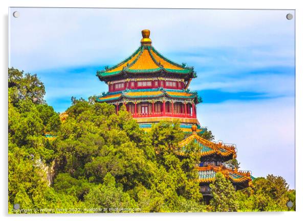 Longevity Hill Pagoda Buddha Tower Summer Palace Beijing China Acrylic by William Perry