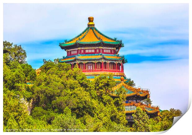 Longevity Hill Pagoda Buddha Tower Summer Palace Beijing China Print by William Perry