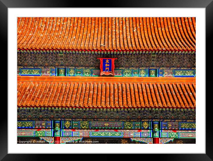 Tai He Men Gate Forbidden City Palace Beijing China Framed Mounted Print by William Perry