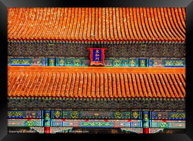 Tai He Men Gate Forbidden City Palace Beijing China Framed Print by William Perry