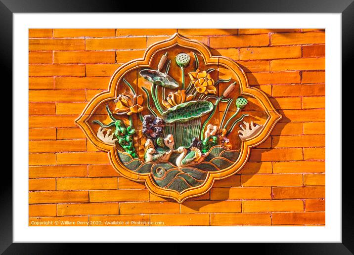 Ceramic Ducks Yellow Wall Forbidden City Beijing China Framed Mounted Print by William Perry