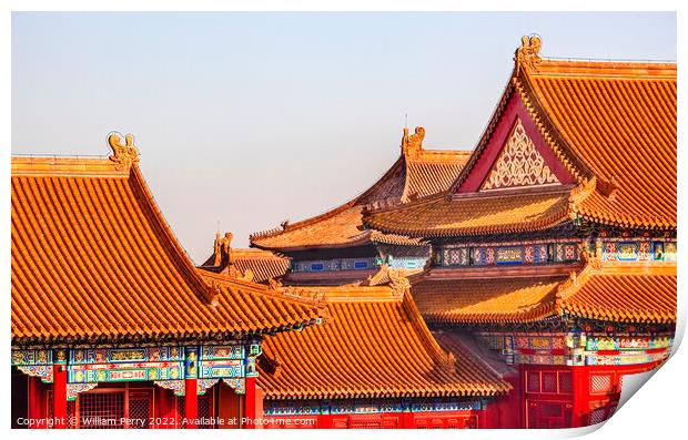 Orange Roofs Decorations Forbidden City Palace Beijing China Print by William Perry