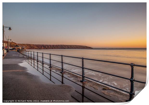 Filey Brigg Sunrise Reflection Print by Richard Perks