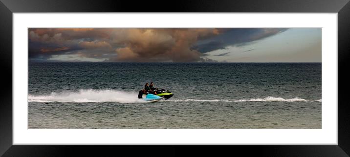 Jet Skiing Panorama Framed Mounted Print by Glen Allen