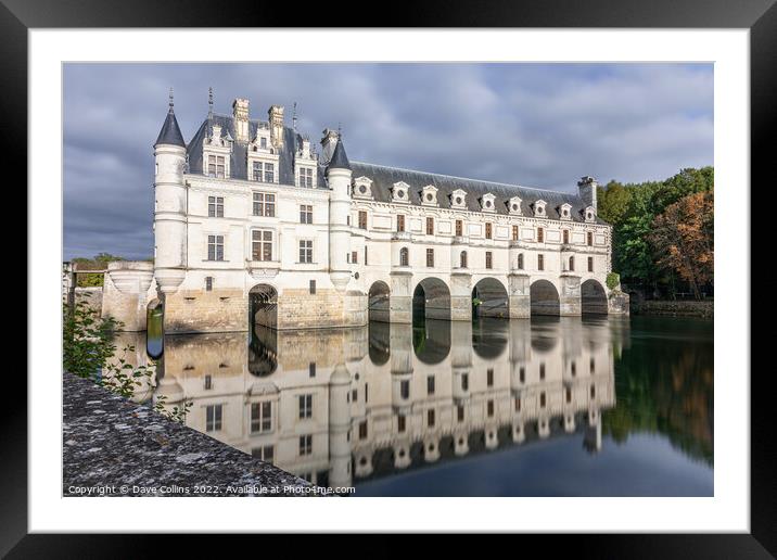 Château de Chenonceau reflected in the River Cher, Indre-et-Loire, Centre-Val de Loire, France Framed Mounted Print by Dave Collins