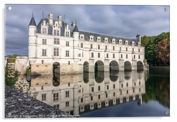 Château de Chenonceau reflected in the River Cher, Indre-et-Loire, Centre-Val de Loire, France Acrylic by Dave Collins