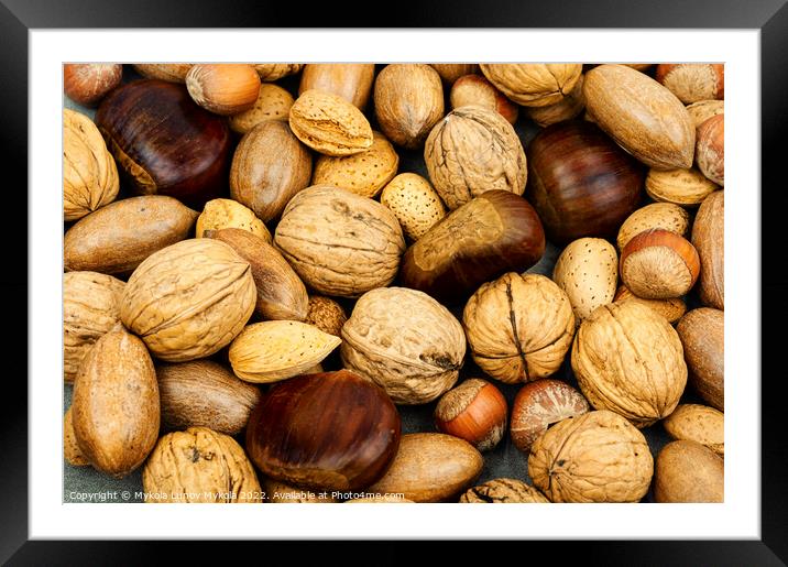 Mixed nuts, food background Framed Mounted Print by Mykola Lunov Mykola